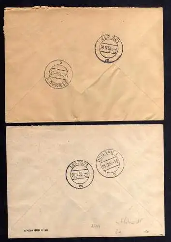 B2264 2x DDR ZKD 7 Brief VEB Waggonbau Dessau mit / ohne Druckvermerk