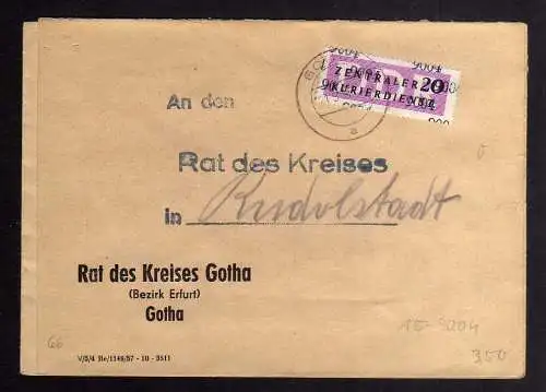 B2541 Brief DDR ZKD 15 9004 1957 Rat des Kreises Gotha Bezirk Erfurt Rudolstadt