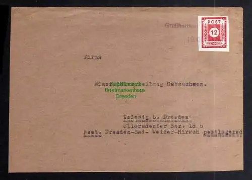 B3413 Brief Ostsachsen 46 Aa Notstempel Großharthau 1945