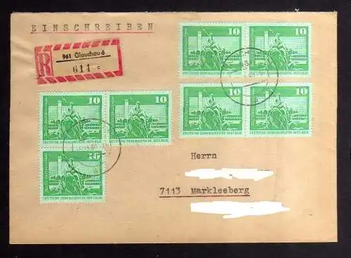 B3571 DDR Briefe Mehrfachfrankatur 1973 7x 1843 IIa Soz Aufbau Einschreiben