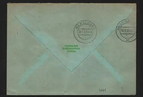 B4779 DDR ZKD B 11 Brief 8000 Halle Saale Deutsche Reichsbahn nach Merseburg