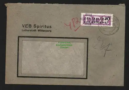 B4732 DDR ZKD B 11 Brief 8018 Lutherstadt Wittenberg VEB Spiritus nach Merseburg