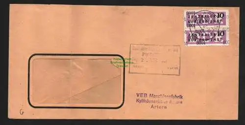 B4775 DDR ZKD 2x B 10 Brief 8001 Artern VEB Maschinenfabrik Kyffhäuserhütte n