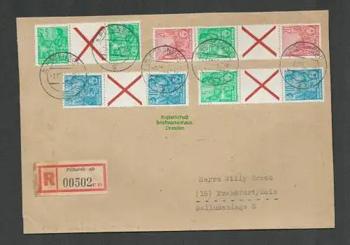 B4842 DDR Brief Pößneck 1955 Zusammendrucke aus MH Bögen nach Frankfurt a. M.