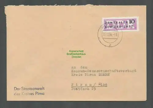 B5180 DDR ZKD B 6 Brief Pirna 1956 Der Staatsanwalt an Konsum