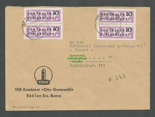 B5127 DDR ZKD 4x B 6 Brief VEB Kombinat Otto Grotewohl Böhlen Krs. Borna Berlin