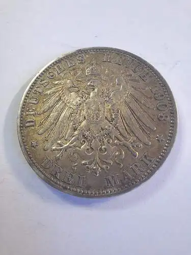 B50154 3 Mark Wilhelm II. von Preussen 1908 A Silber Kaiserreich