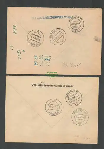 B5292 DDR ZKD 2x Brief B 15 9011 Weimar VEB Mähdrescherwerk