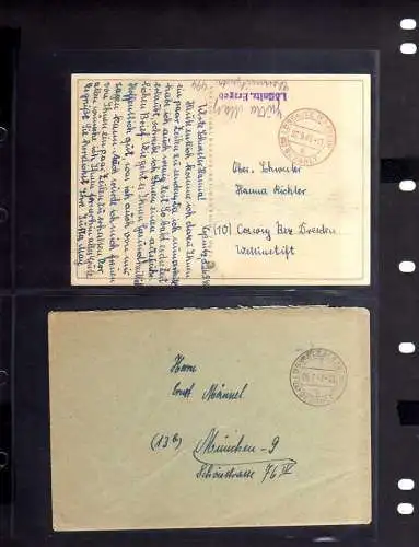 B557 2x SBZ Brief Postkarte Gebühr bezahlt 1945 Lössnitz Erzgeb. 1948 Währungsre