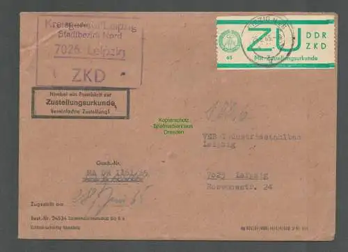 B5276 DDR ZKD ZU 1 Brief Kreisgericht Leipzig Zustellungsurkunde 1965