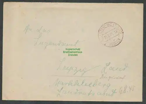 B6081 Brief SBZ Gebühr bezahlt 1945 Engelsdorf Bz. Leipzig Althen
