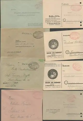 B6300 8x Brief Postkarte SBZ Gebühr bezahlt 1945 Neugersdorf 1948 1949