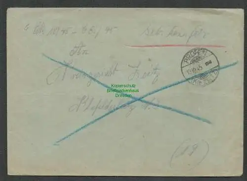 B6074 Brief SBZ Gebühr bezahlt 1945 Profen Kr. Zeitz an Kreisgericht Zeitz