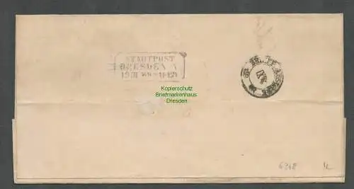 B6348 Brief Faltbrief Lössnitz 1869 nach Dresden Vermerk " Land Revier " Rötel 1