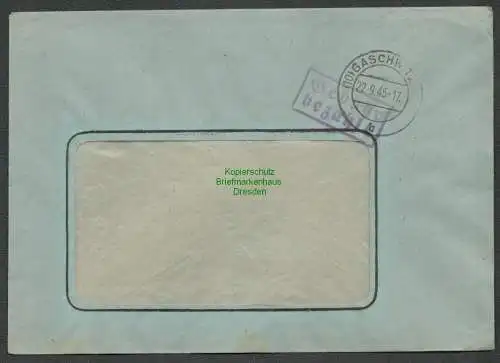 B6077 Brief SBZ Gebühr bezahlt 1945 Gaschwitz Großdeuben