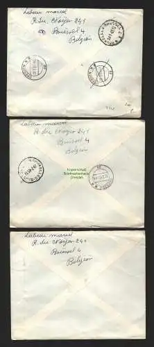 B7228 3x Brief Belgien 1965 Luftpost in die DDR 2x Express mit Eingangsstempel