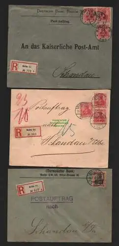 B7216 12x Brief DR Germania 1906 - 1911 Einschreiben Eilboten Postauftrag Berlin