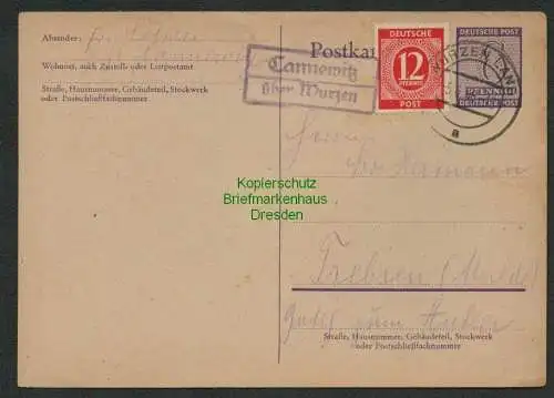 B7006 Ganzsache P17 Formularaufbrauch Landpoststempel Cannewitz über Wurzen