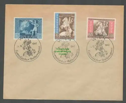 B6540 Brief DR 1942 823 - 825 mit Plattenfehler 823 IV Mi. 320