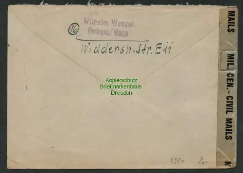 B6987 Brief Heringen Werra 1946 Civil Censorship 20686 nach Vacha Röhn
