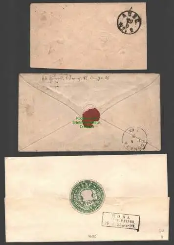 B7685 3x Deutsches Reich Brief  Jena 1884 Stettin 1879 Gartow 1884 nach Lübeck