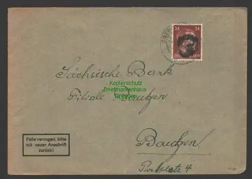 B7436 Brief Sächsische Schwärzung Dresden 20.6.45 Sächsische Bank
