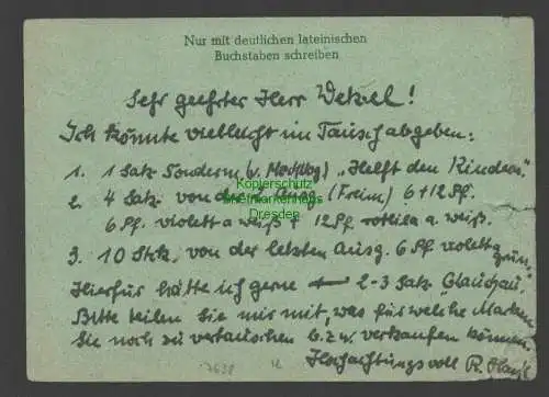 B7638 SBZ Mecklenburg Ganzsache 6 Pfg. gebraucht Feldberg Meckl. 1946