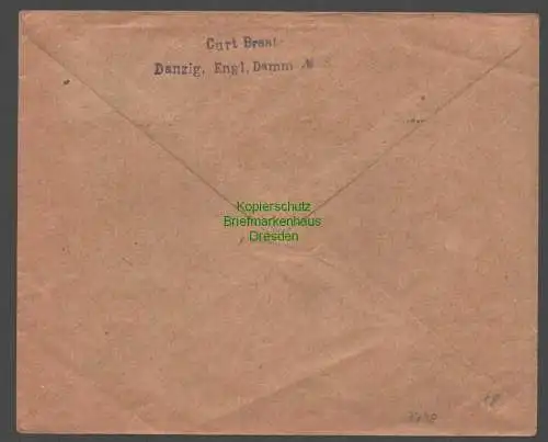 B7798 Brief Danzig 2 EF 1921 Drucksache verstümmeltes "a" im Aufdruck 