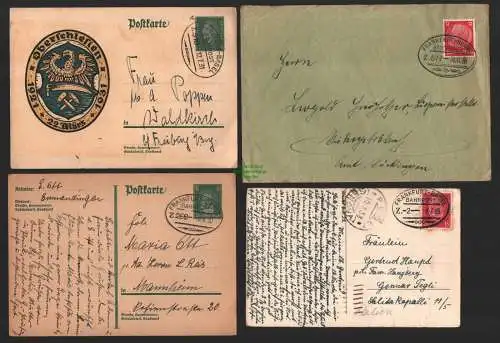 B8842 9x DR Postkarte Ganzsache Brief Bahnpost Frankfurt Basel 1930 -  Ortsbund