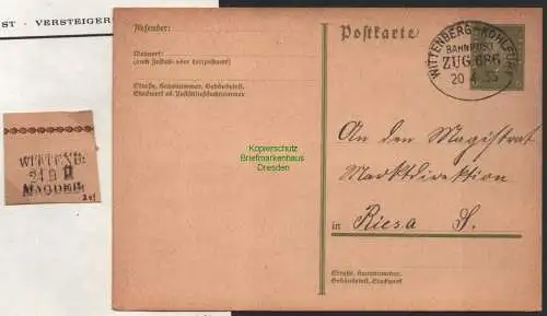 B8872 DR Postkarte Bahnpost Wittenberg - Kohlfurt 1933 Wittenb. Magdeb. um 1875
