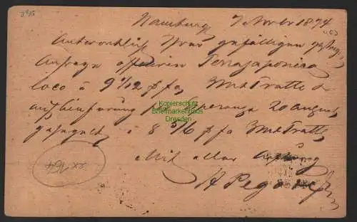 B8850 DR Postkarte Bahnpost 1874 Hamburg Berlin abgedeckter Streckenstempel