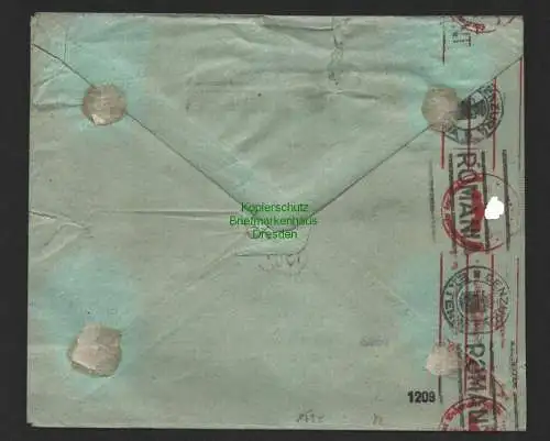 B8795 Brief Simper S. A. R. Rumänien Bucuresti 1941 nach Freiberg Zensur