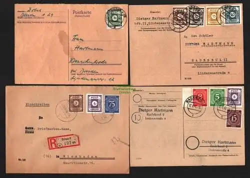 B8525 8 Belege SBZ Ostsachsen ex 42 43 - 63 Dresden Radebeul Tharandt 1946 1945