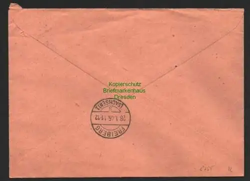 B8755 SBZ Ostsachsen 55 Westsachsen 132 Brief Einschreiben Chemnitz 1946