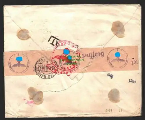 B8797 Brief Einschreiben Perfin Firmenlochung Rumänien Bucuresti 1943 Zensur