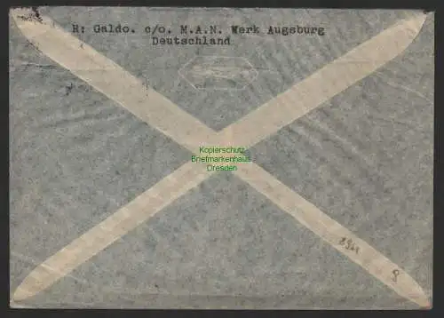 B8961 Brief Luftpost Air mail Augsburg 1938 nach Glasgow Schottland