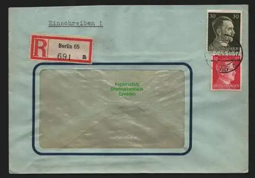B9128 R-Brief Gebr. Hörmann A.-G. Berlin 65 a 1943 Walter Losmann Großhandel mit