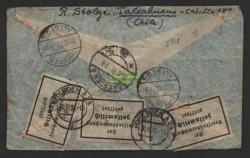 B8948 Brief Chile Talcahuano 1935 Avion via Condor Dresden Zollamtlich geöffnet