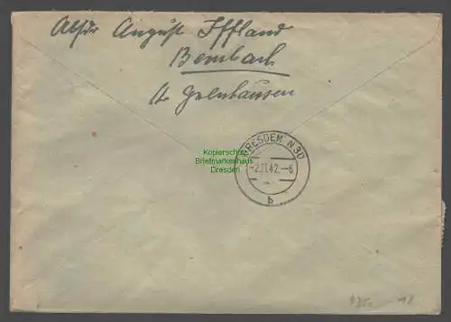 B9350 R-Brief Gebr. Hörmann A.-G. Gelnhausen l 1942 August Iffland  Bembach