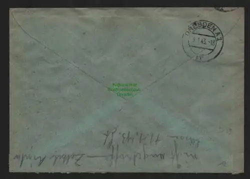 B9293 R-Brief  Dresden N 25 a 1943 Felix Friedemann Notar Dolge