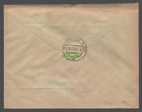B9445 R-Brief Gebr. Hörmann A.-G. Karlsbad-Fischern a 1943 W. Oertl Welchau