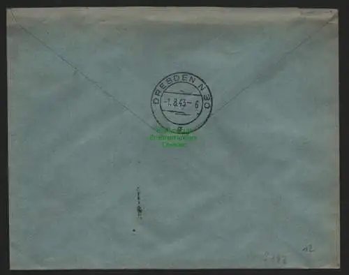 B9242 R-Brief Gebr. Hörmann A.-G. Crimmitschau 1943 Fuchs Möbelhaus