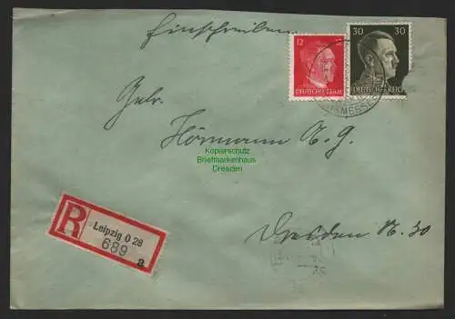 B9524 R-Brief Gebr. Hörmann A.-G. Leipzig O 28 a Frieda Krampe 1943 Schokoladen