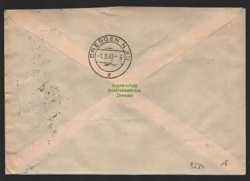 B9534 R-Brief Gebr. Hörmann A.-G. Leipzig S 16 G. Stengel & Co. 1943