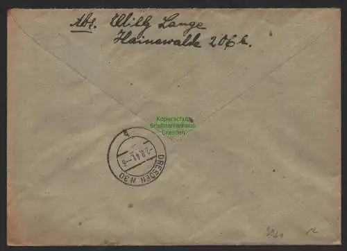 B9831 R-Brief Gebr. Hörmann A.-G. Zittau 1 U 156 Willy Lange, Hainewalde 1941