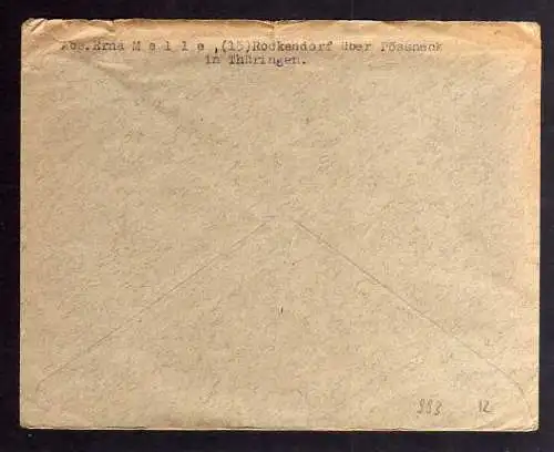 B993 SBZ Brief Gebühr bezahlt 1946 Krögis Rockendorf an Zentrale Suchkartei Münc