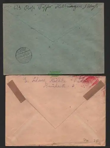 B9870 2x Brief SBZ Gebühr bezahlt 1945 Kölleda an Friwi Werk Stolberg Harz