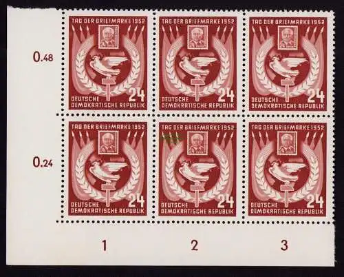 DDR DV 3587 319  DZ im 6er-Block  ** Tag der Briefmarke 1952
