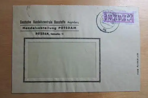 DDR Aufdruck Kontrollzahlen 4000 Potsdam ZKD 11 Brief Handelszentrale Baustoffe