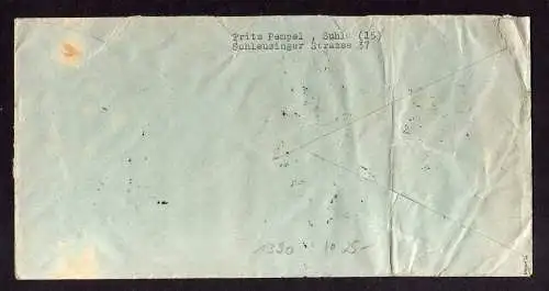h1390 Handstempel Bezirk 16 Suhl 2 Werte auf Brief + Zehnfach